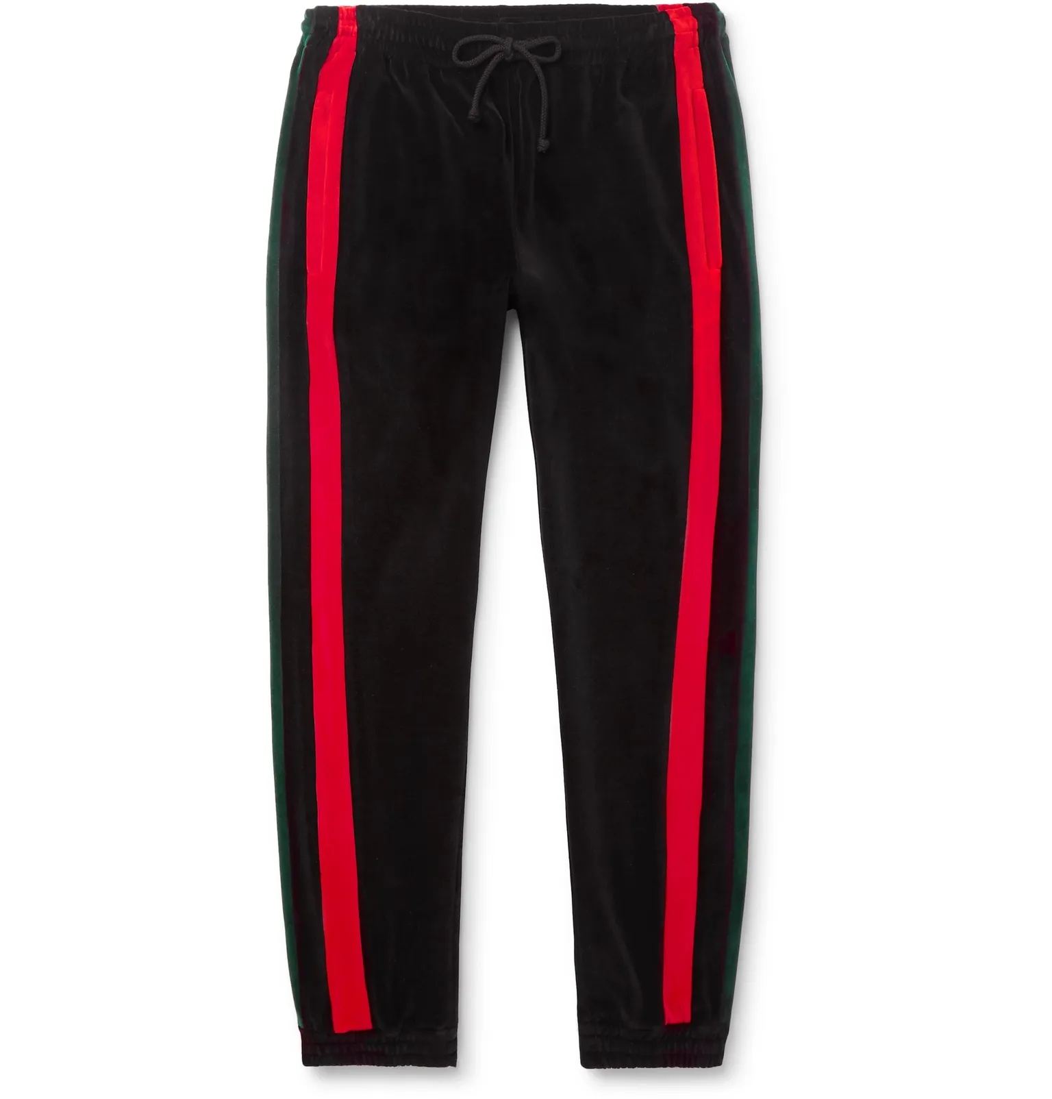 Tapered Striped Cotton-Blend Velour Sweatpants - 1