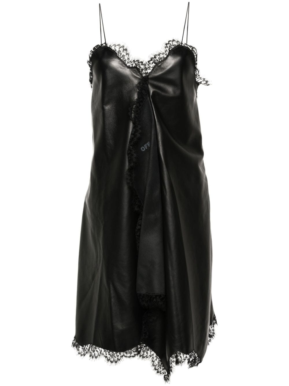 asymmetric leather mini dress - 1