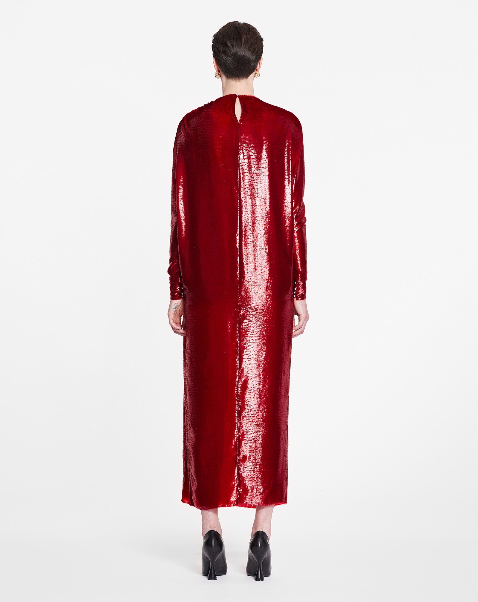 LONG-SLEEVE DRAPED DRESS - 4