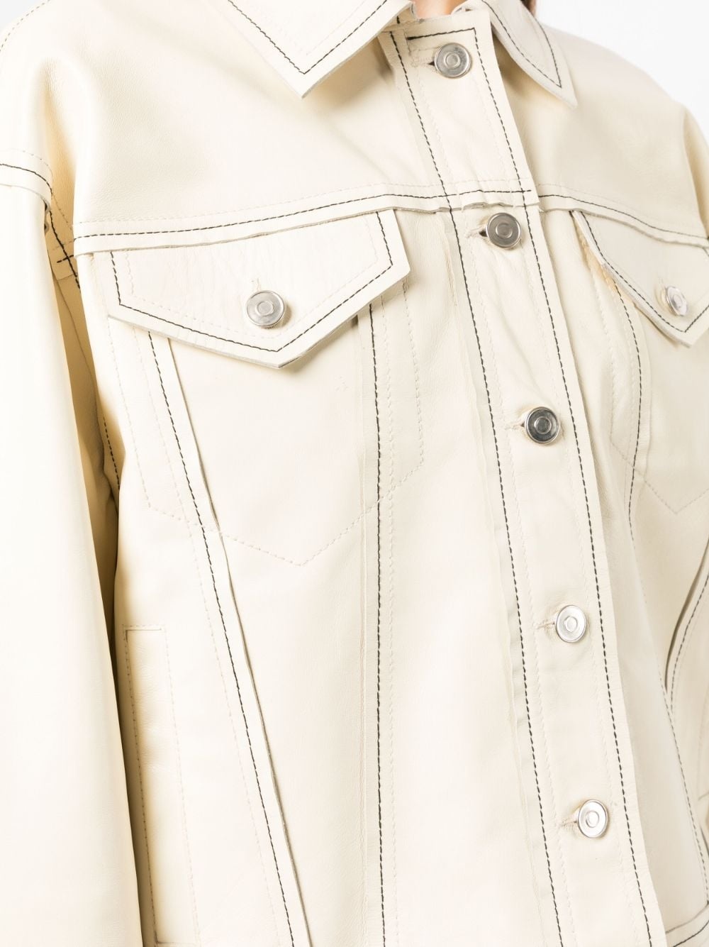 Jean oversized leather jacket - 5