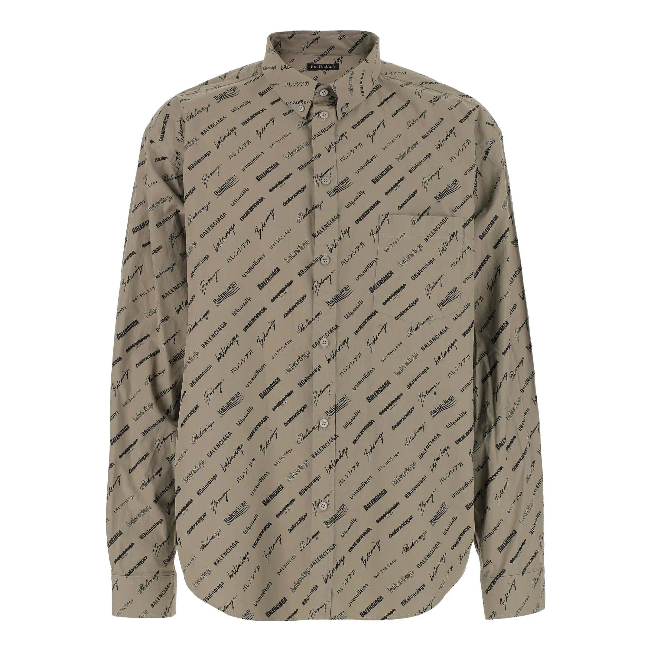 Balenciaga Logomania All Over Long Sleeve Shirt 'Beige' 662983TNLL19763 - 1