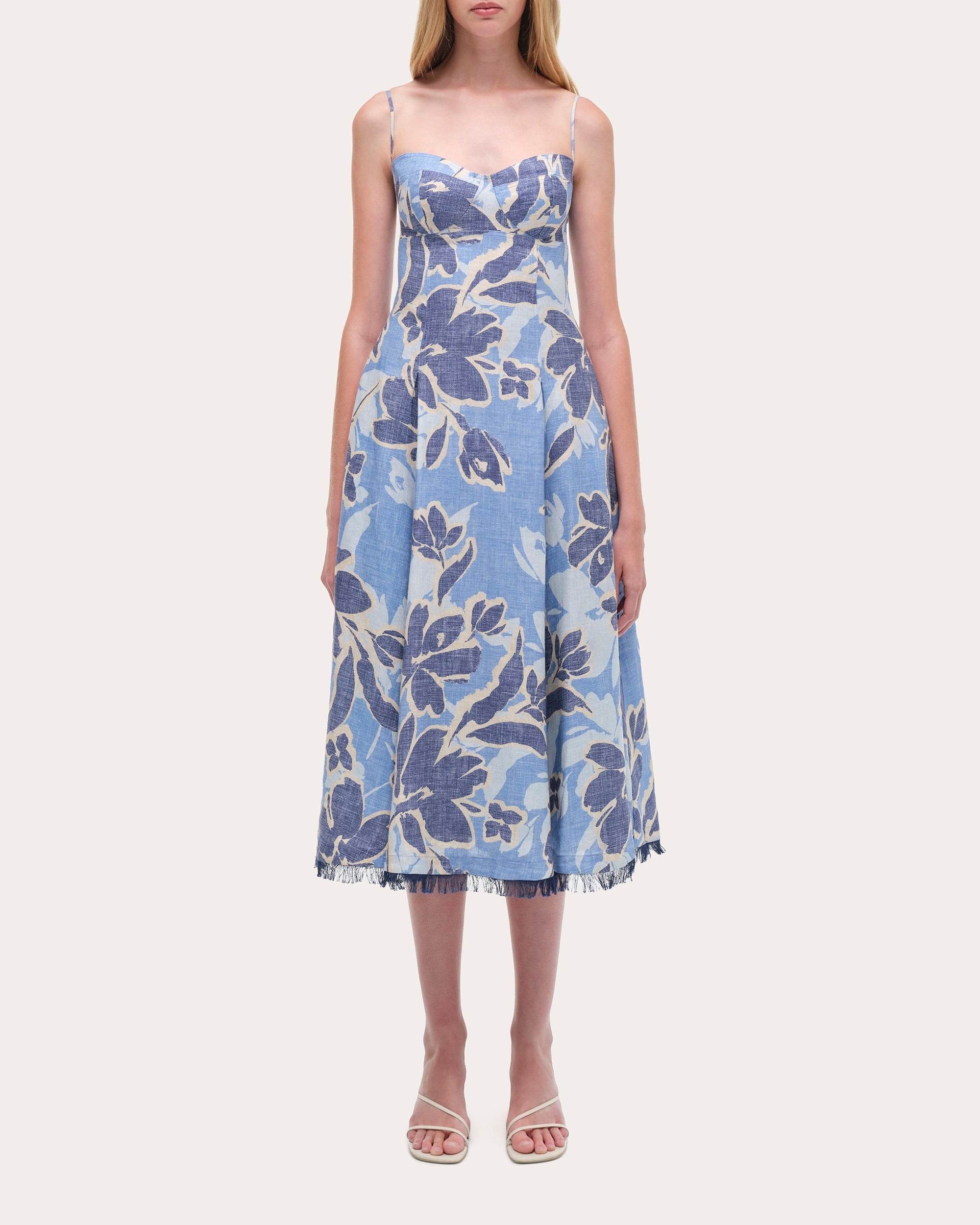 Analise Floral Linen Bustier Midi Dress - 5