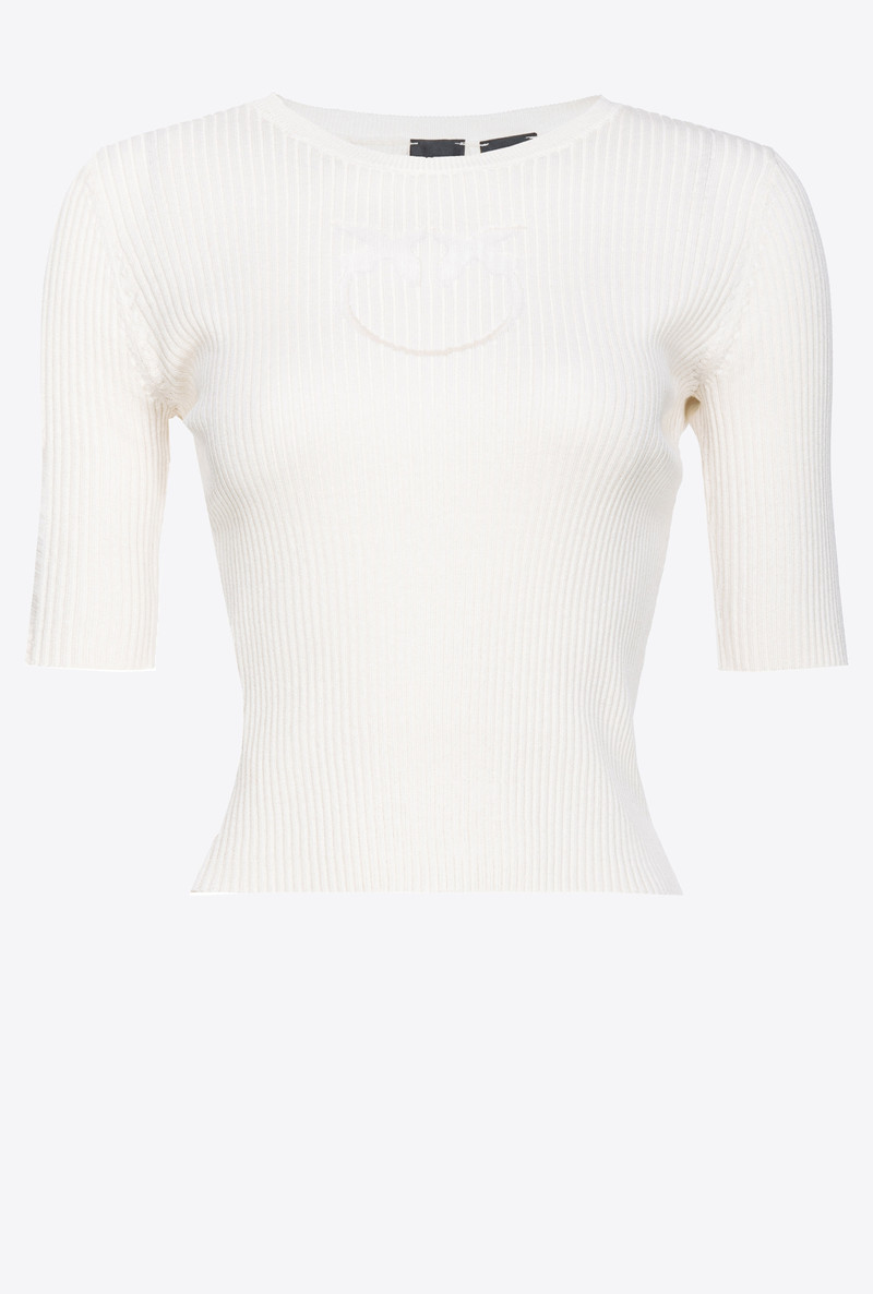 RIBBED SWEATER WITH TRANSPARENT LOVE BIRDS LOGO 1
