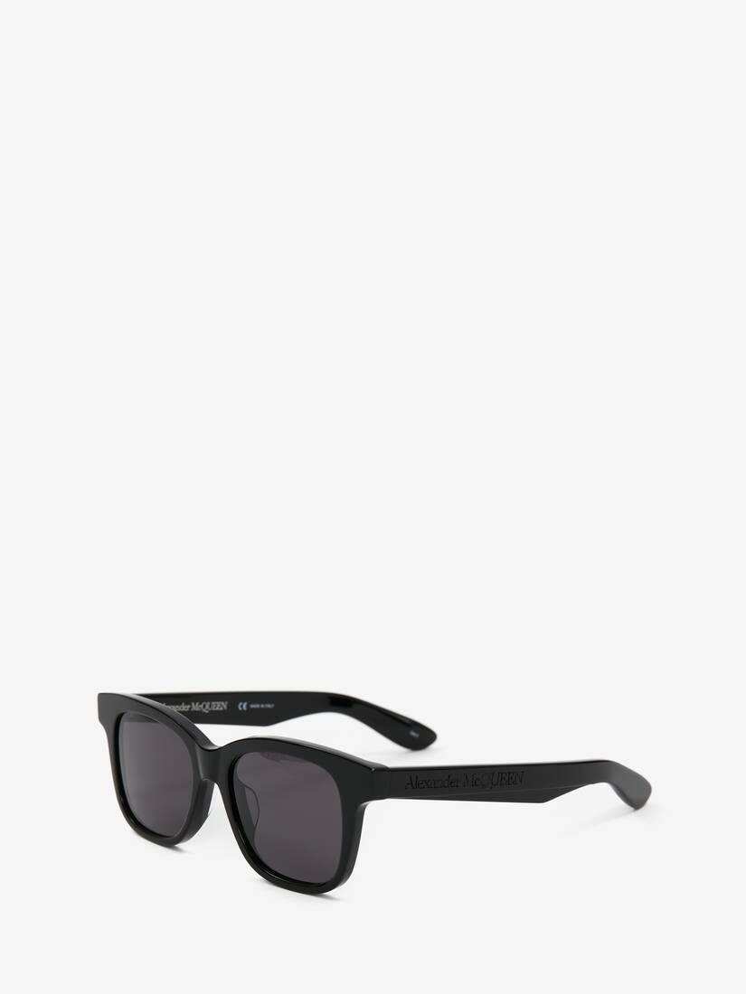 Men's McQueen Angled Rectangular Sunglasses in Black - 3