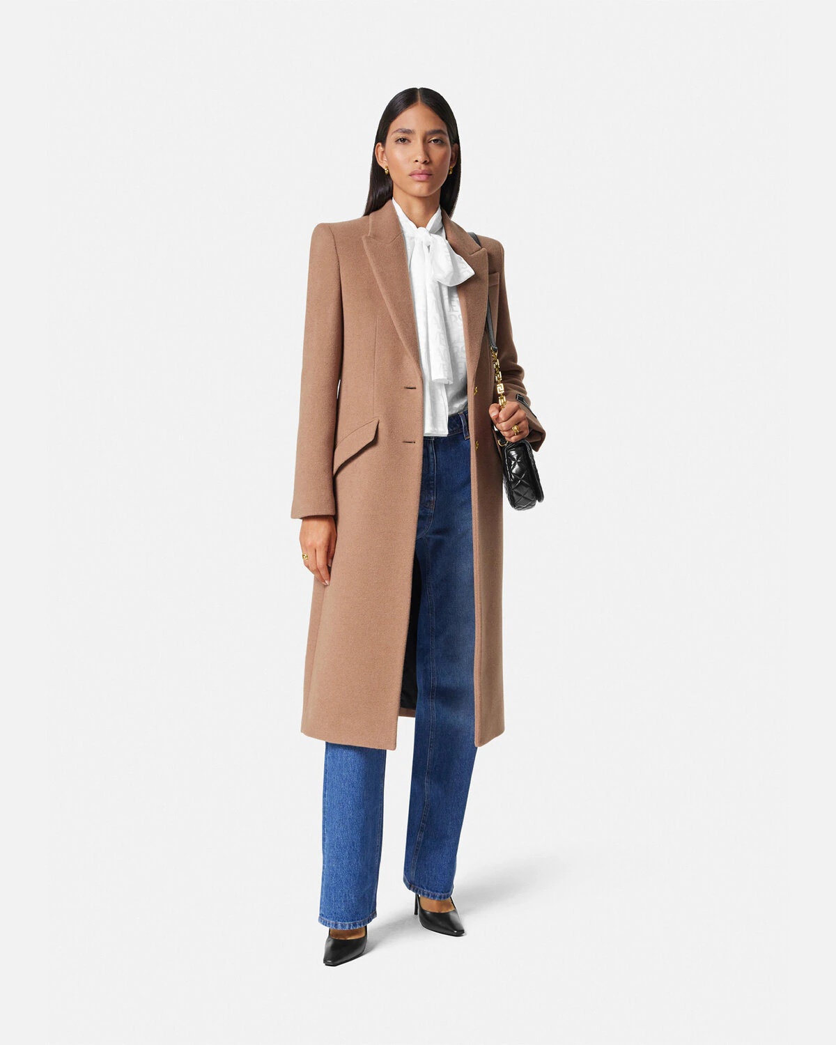 Camel Wool Single-Breasted Long Coat - 2