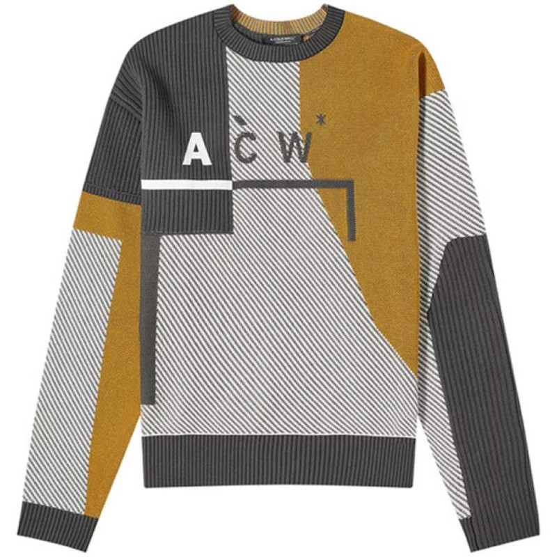 Geometric Knit Crewneck 'Bone' 1