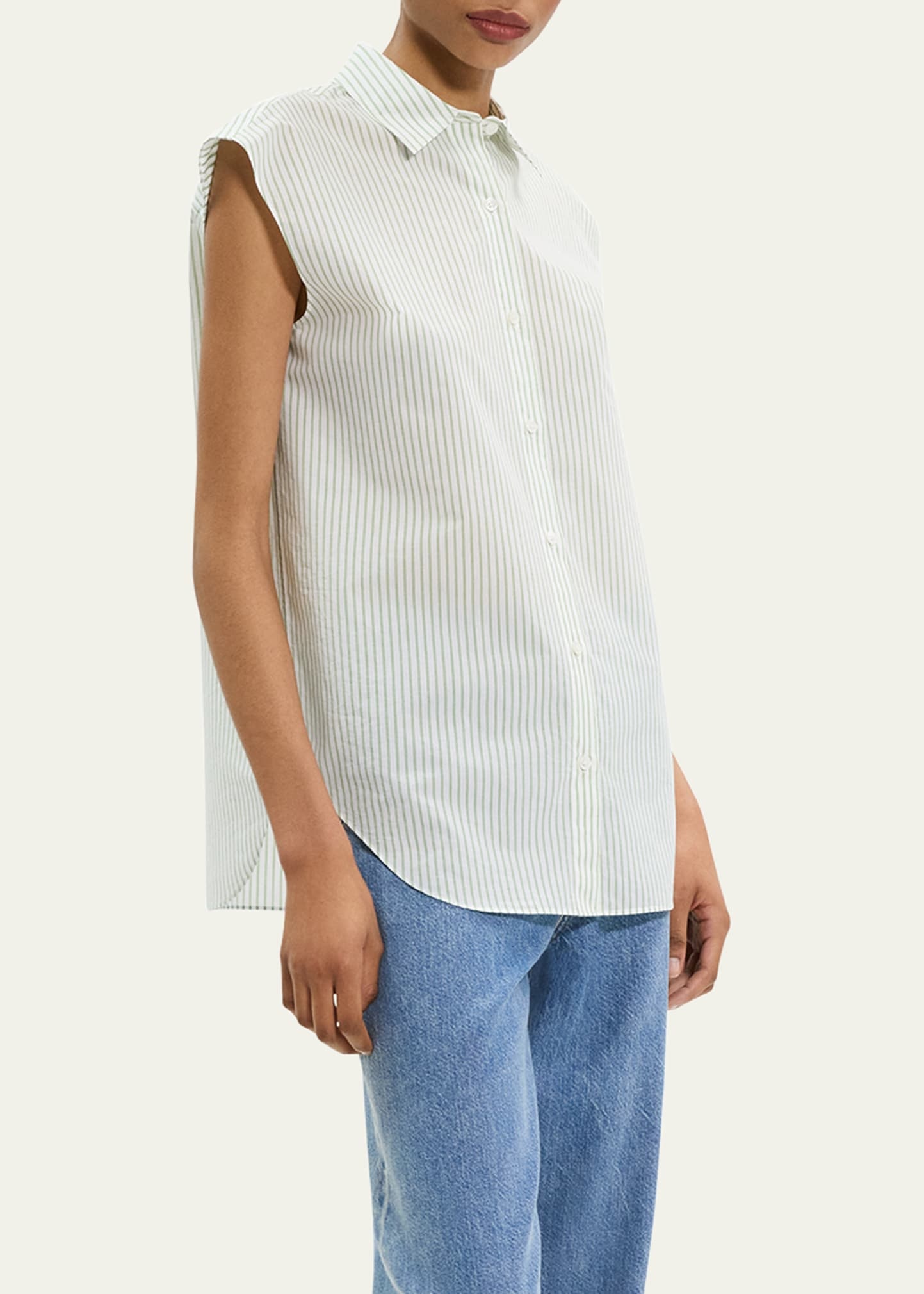 Stripe Sleeveless Boyfriend Shirt - 4
