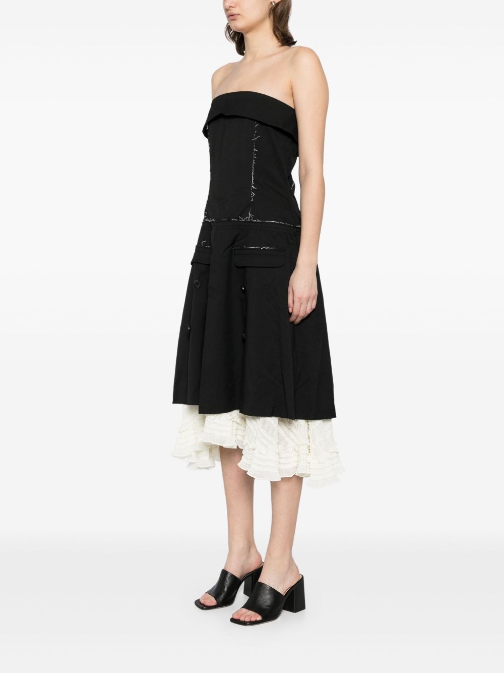 lace detailed strapless dress - 3