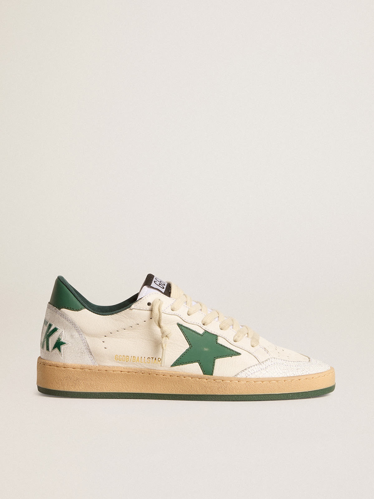 Women's Ball Star Wishes in white nappa leather with green leather star and heel tab - 1