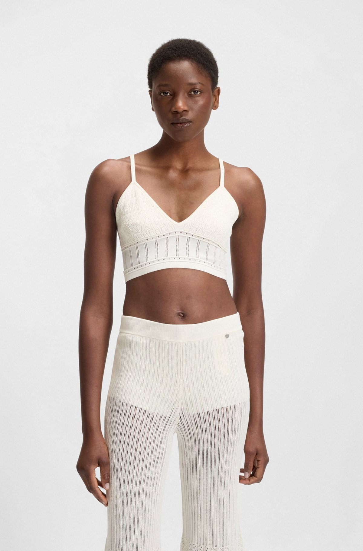 KNITTED TOP IN STRETCH FABRIC WITH MIXED STRUCTURES - 2
