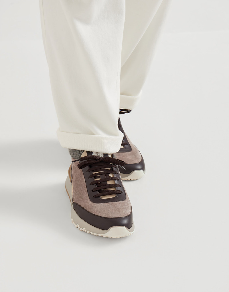 Washed suede and semi-polished calfskin runners 4