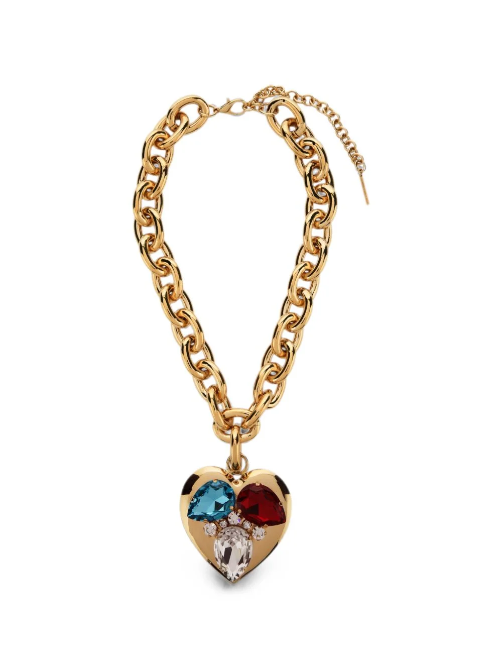 heart-pendant crystal-embellished necklace - 1