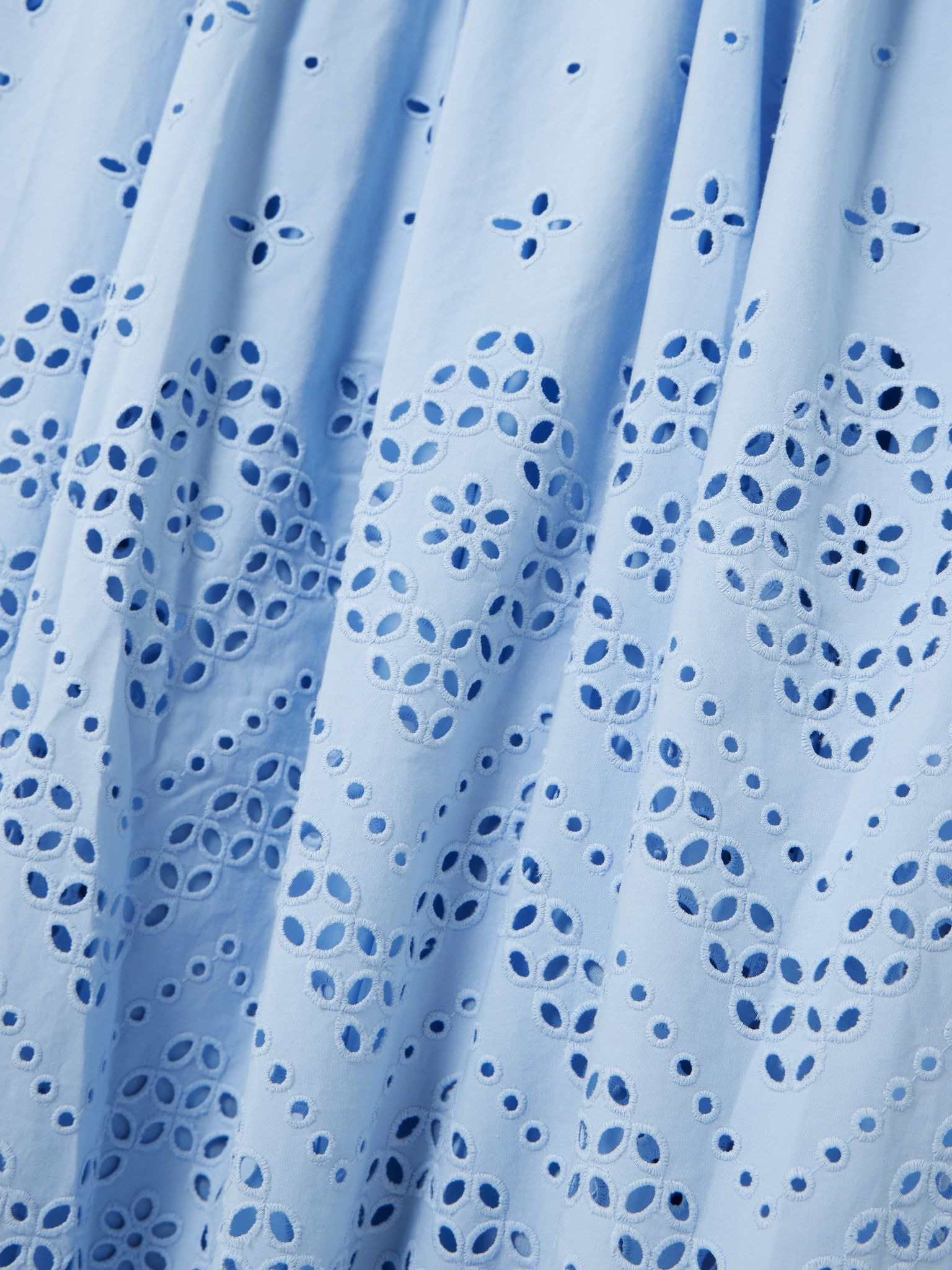 Broderie anglaise cotton midi skirt Blue - 4