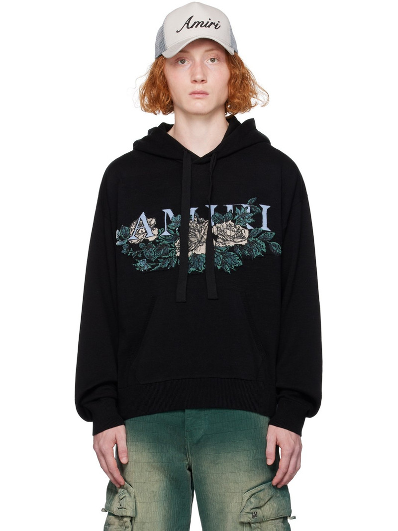Black Floral Hoodie - 1