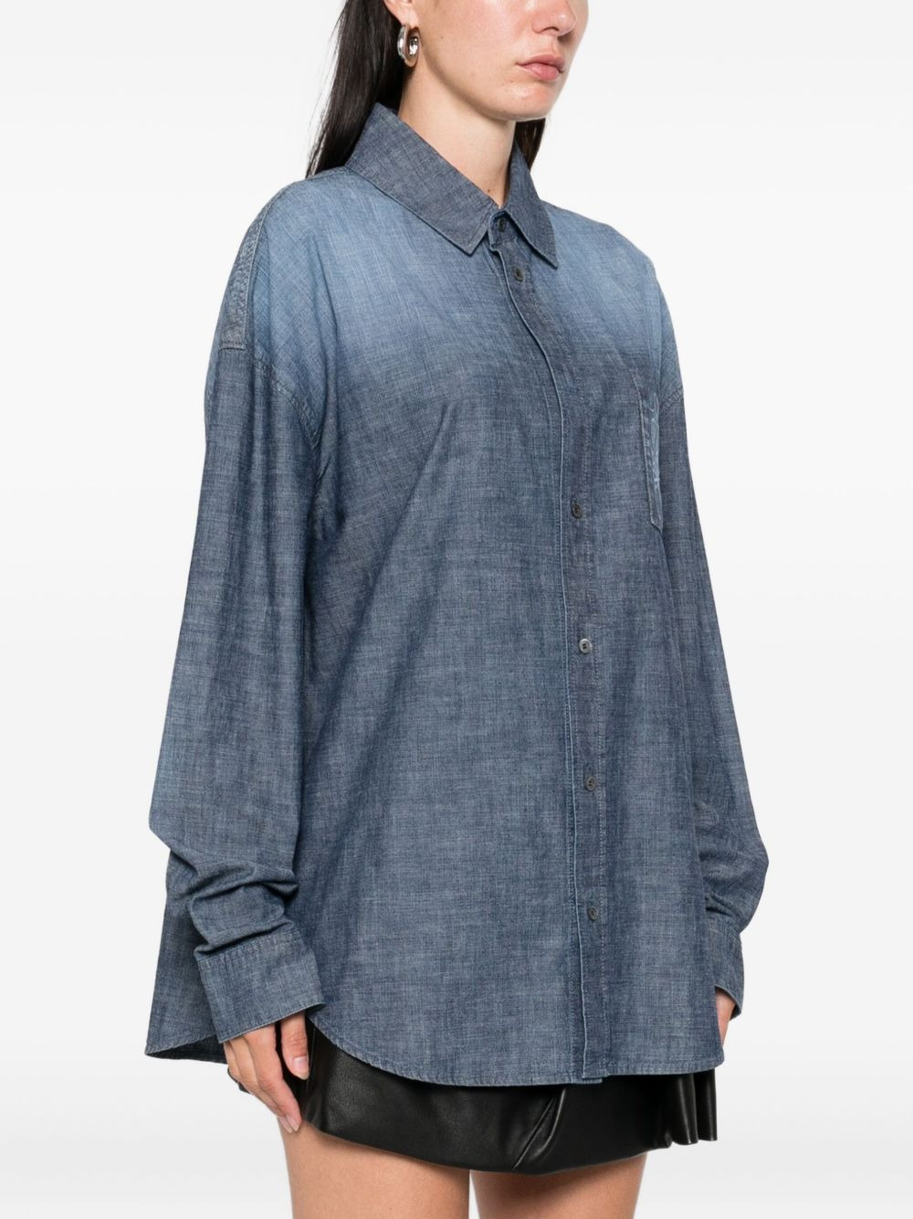 Anagram-embroidered denim shirt - 3