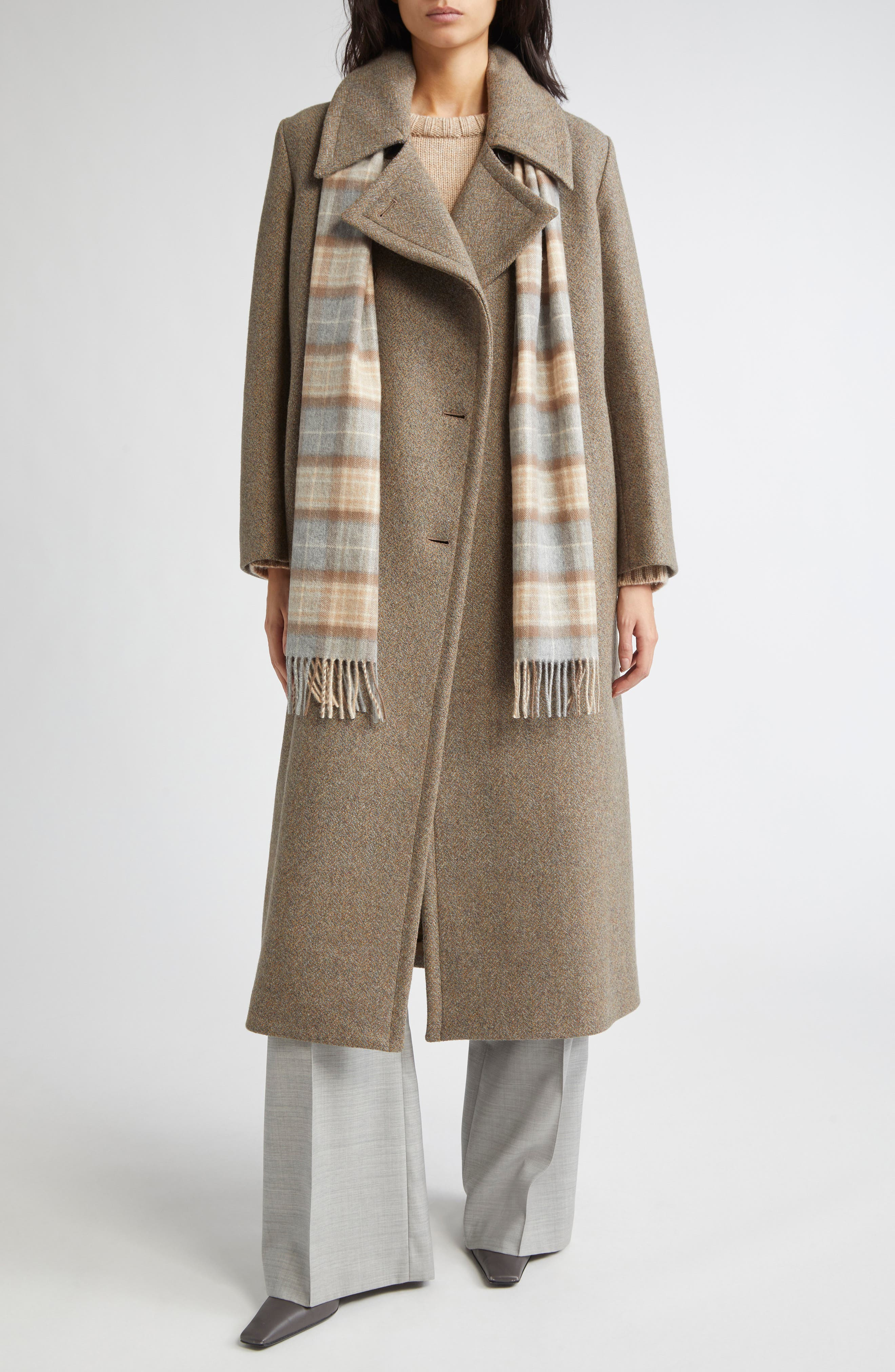 Johnstons of Elgin Great Double Breasted Wool Coat in Partridge Tweed Herringbone at Nordstrom - 2