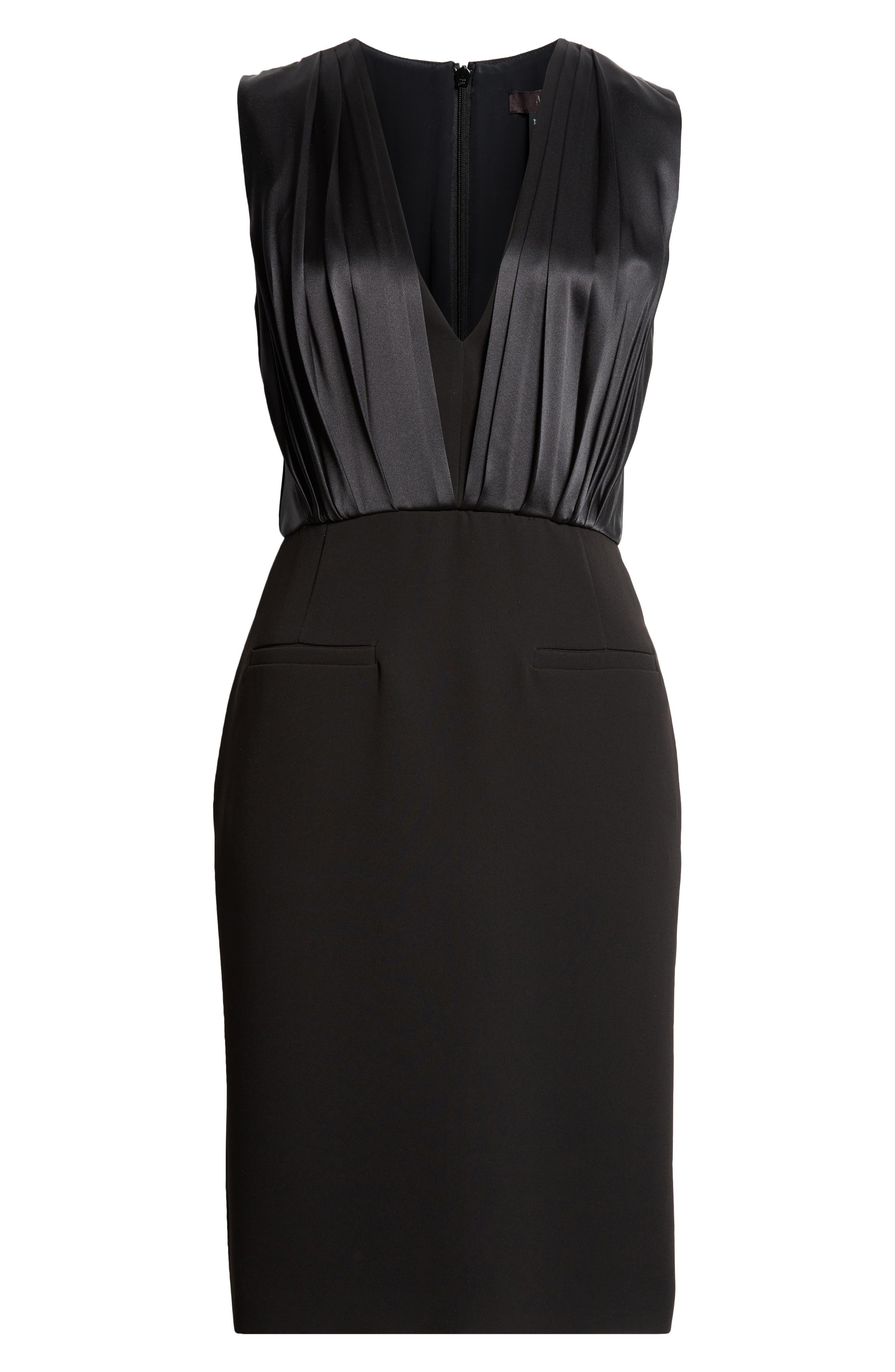 Max Mara Vittor Pleated Overlay Sleeveless Cady Dress in Black at Nordstrom - 5