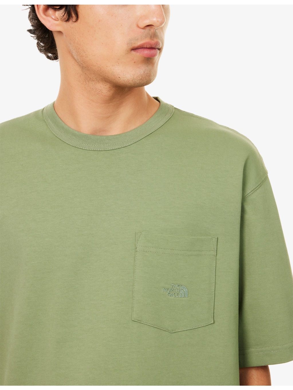 Embroidered-Logo patch-Pocket Cotton T-Shirt - 5