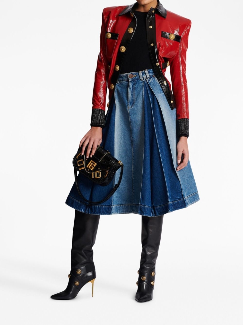 pleated denim skirt - 2