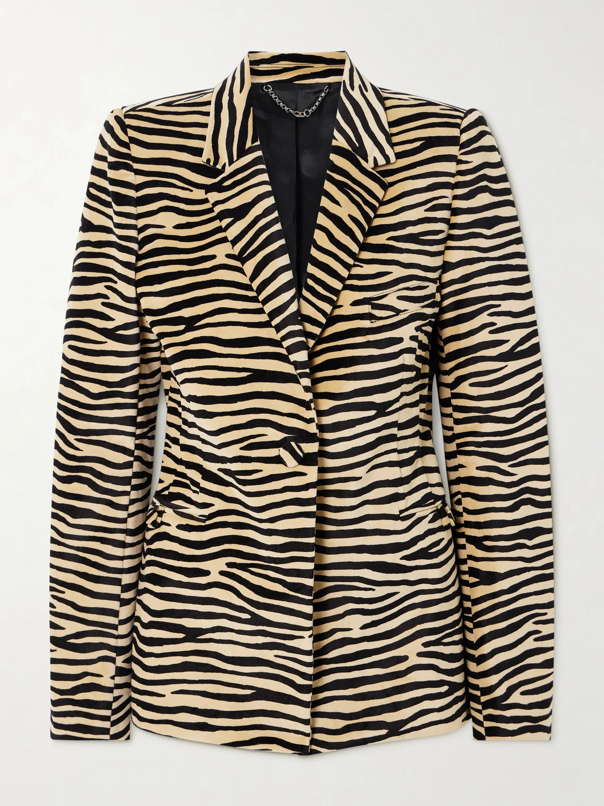 Zebra-print Cotton-blend Velvet Blazer - 1