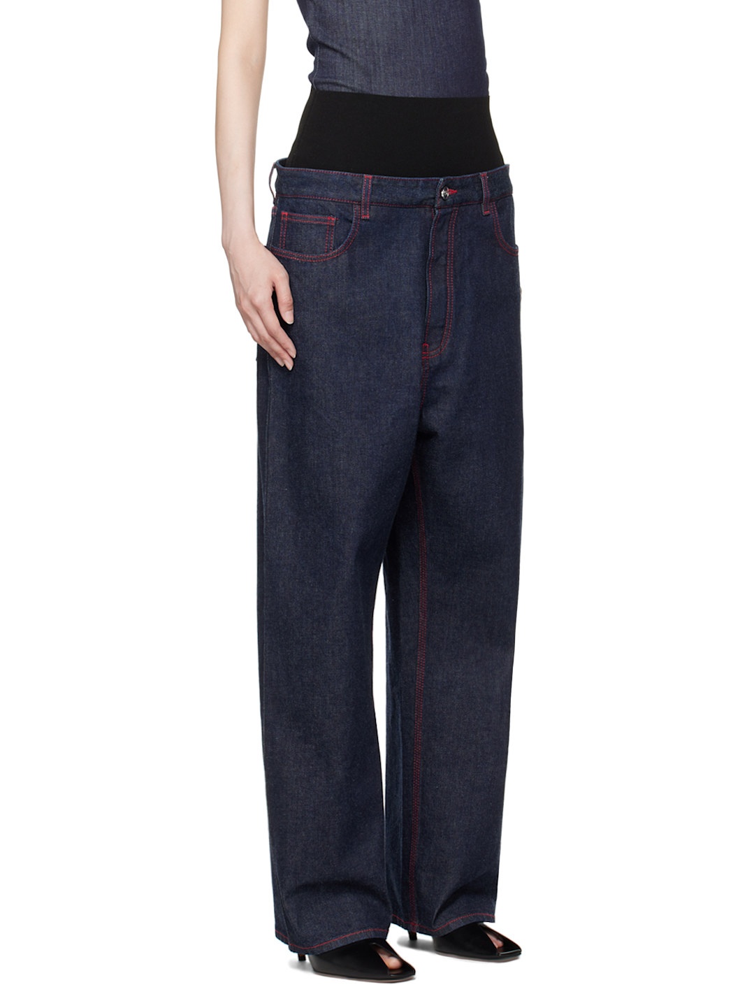 Blue Knit Band Jeans - 2