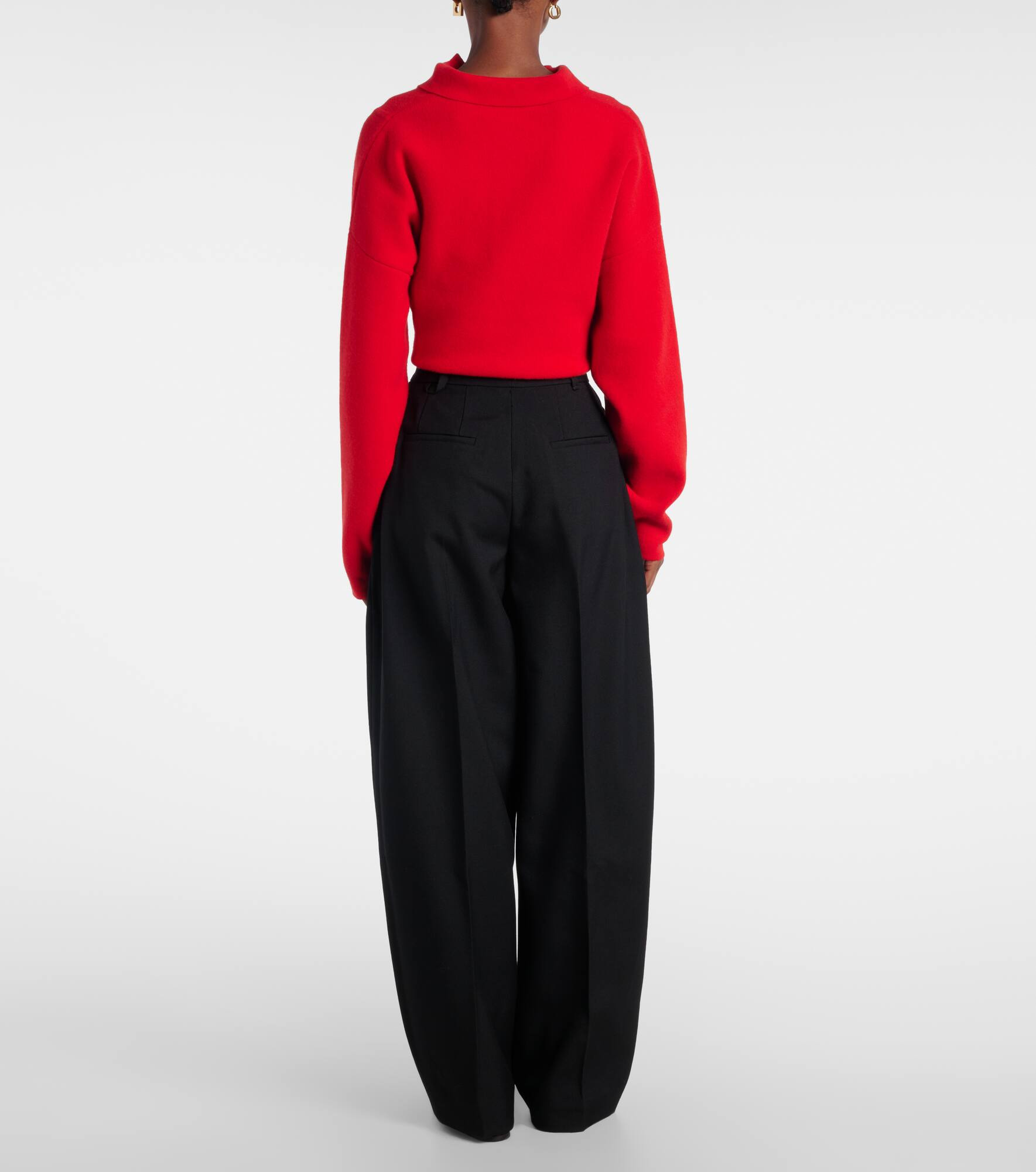 Pleated wool wide-leg pants - 3