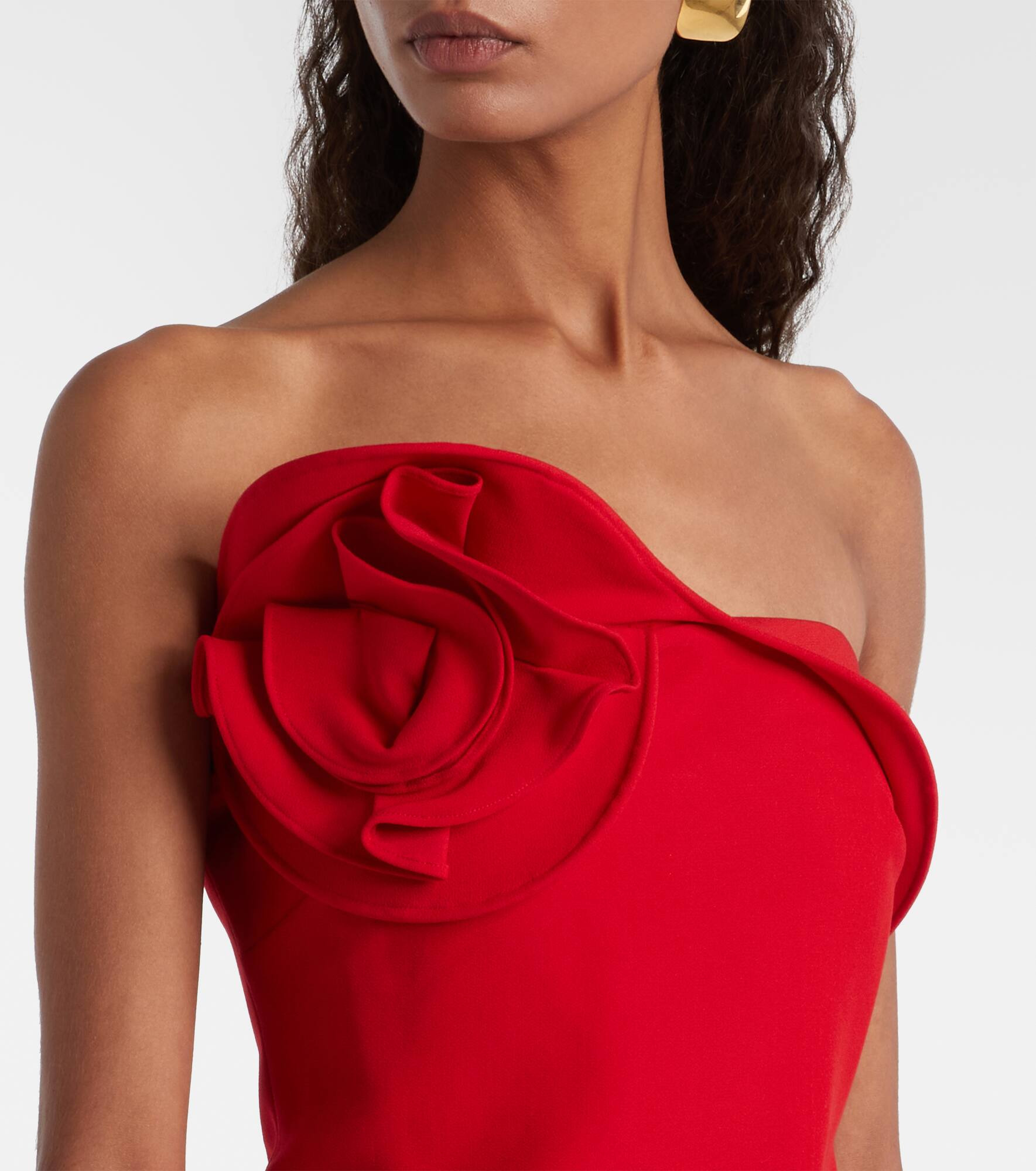 Floral-appliqué strapless crêpe top - 4