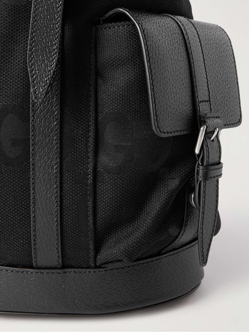 Full-Grain Leather and Monogrammed Canvas Backpack 5