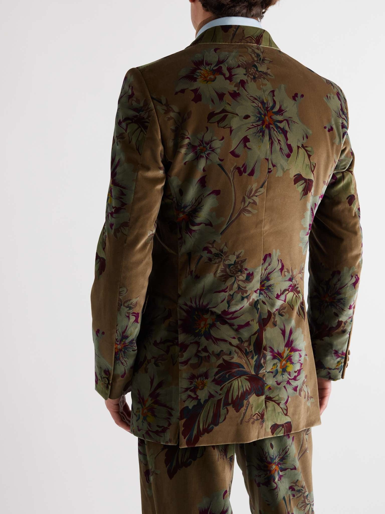 Double-Breasted Printed Cotton-Blend Velvet Suit Jacket - 4