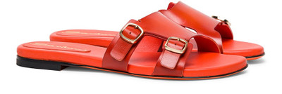 Santoni Leather double-buckle sandals outlook