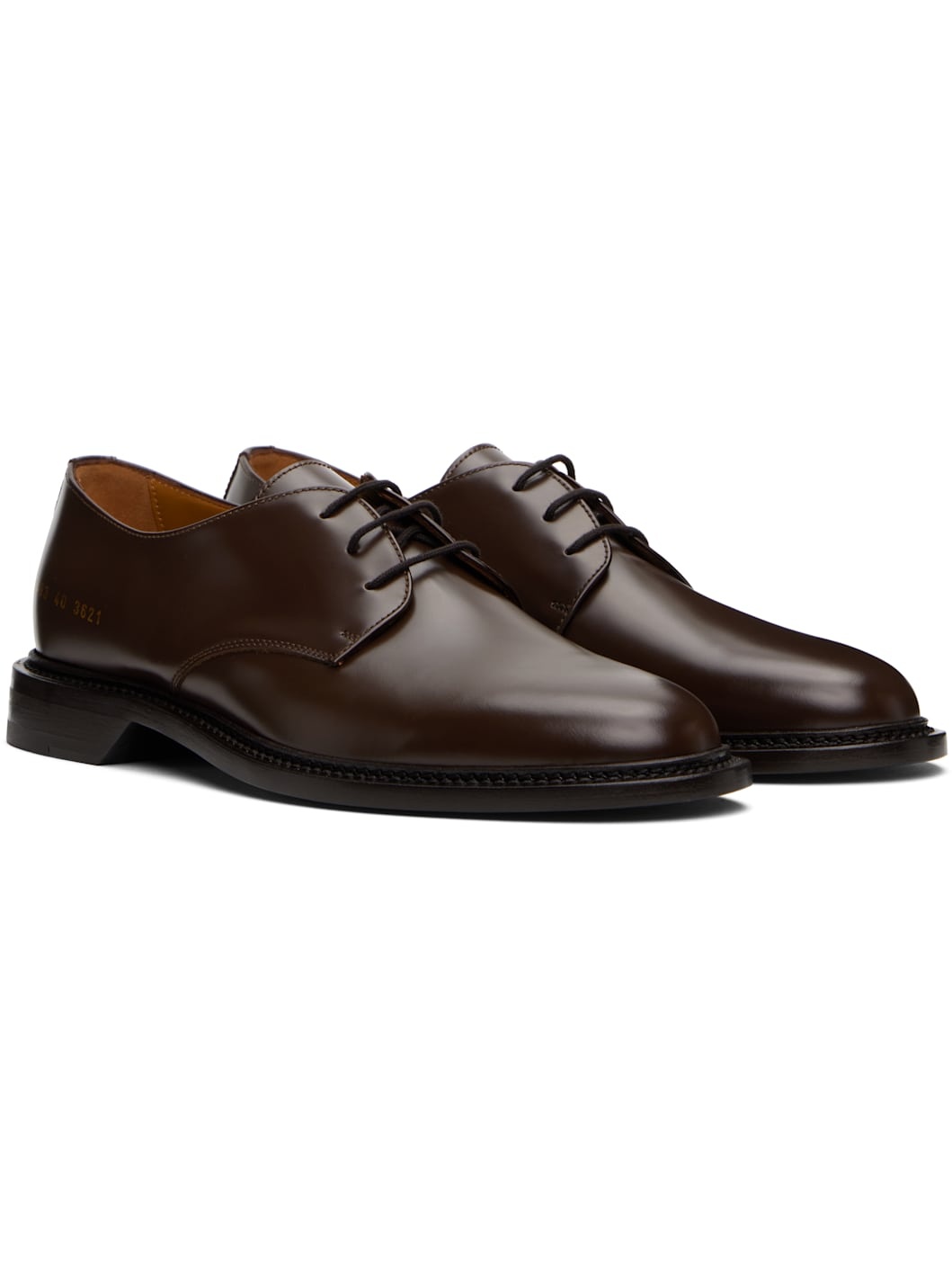 Brown Polished Leather Derbys - 4
