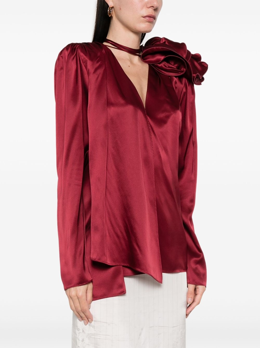 silk flower blouse - 3