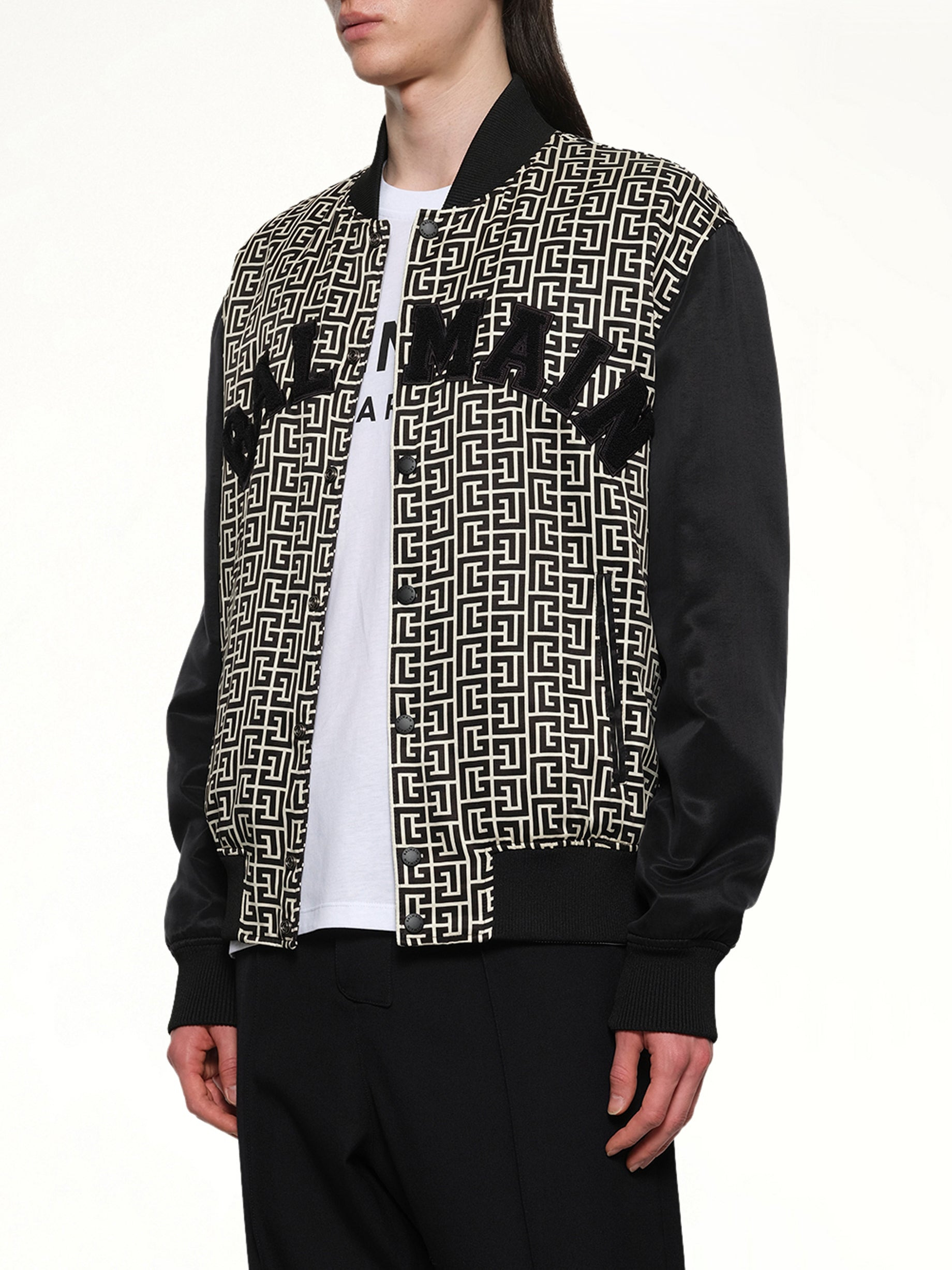 Monogram Varsity Jacket in Black/White - 6