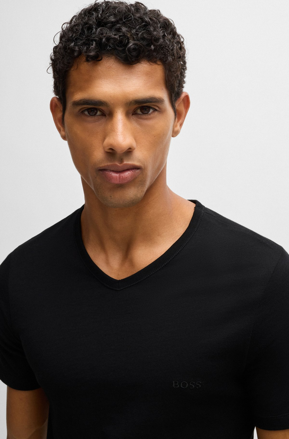 THREE-PACK OF V-NECK T-SHIRTS IN COTTON JERSEY - 4