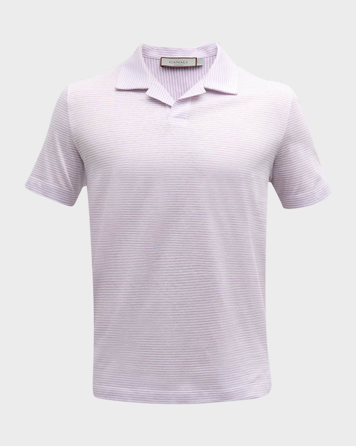 Men's Cotton-Linen Stripe Polo Shirt - 1