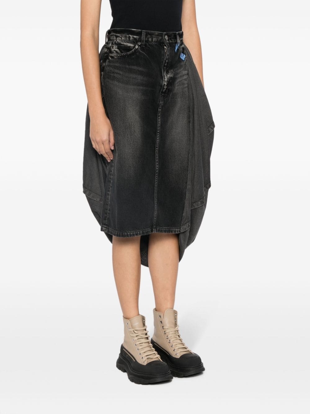 Circle washed denim skirt - 3