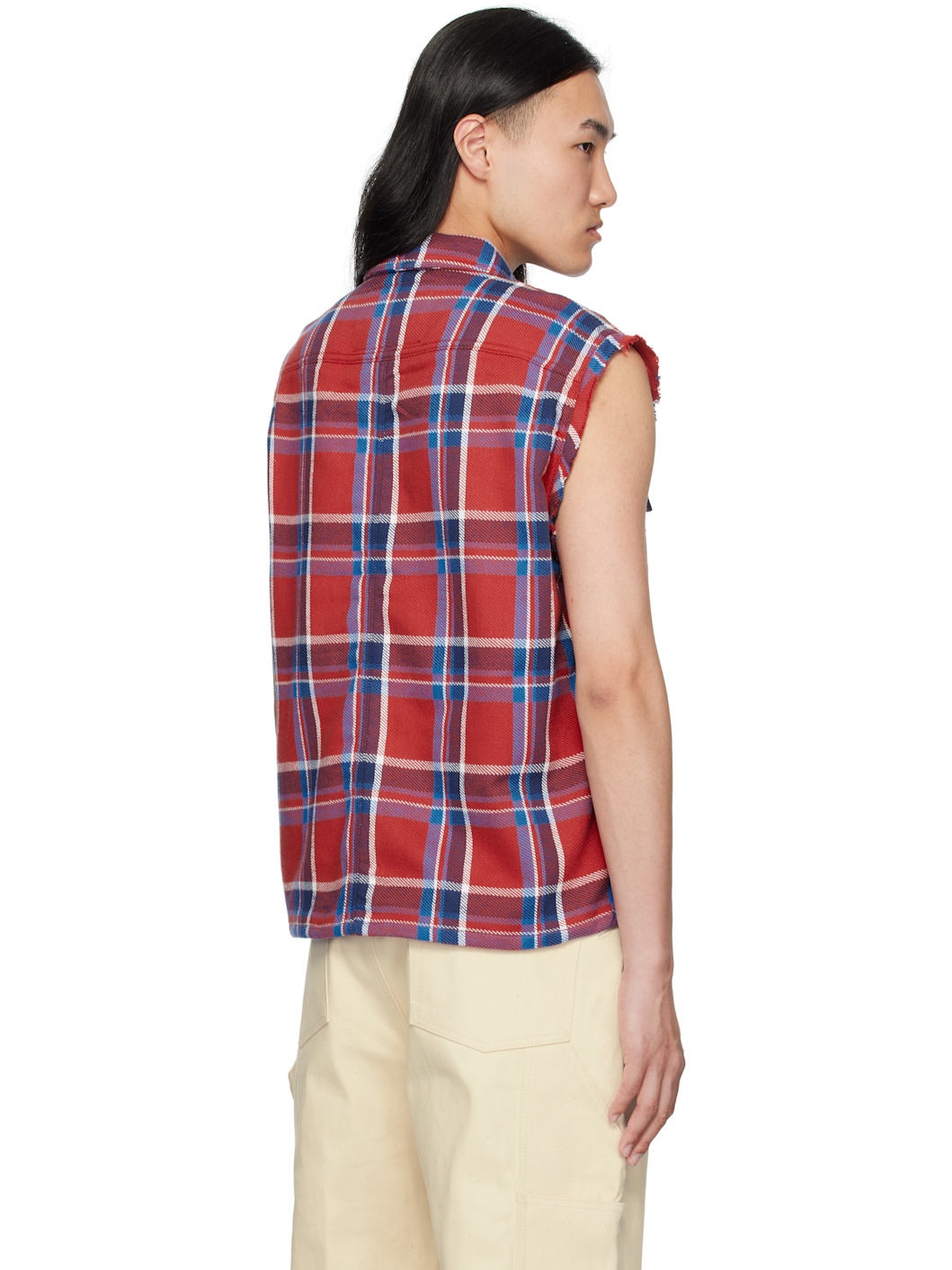 Red & Navy Hollywood SL Cropped Outershirt Vest - 3