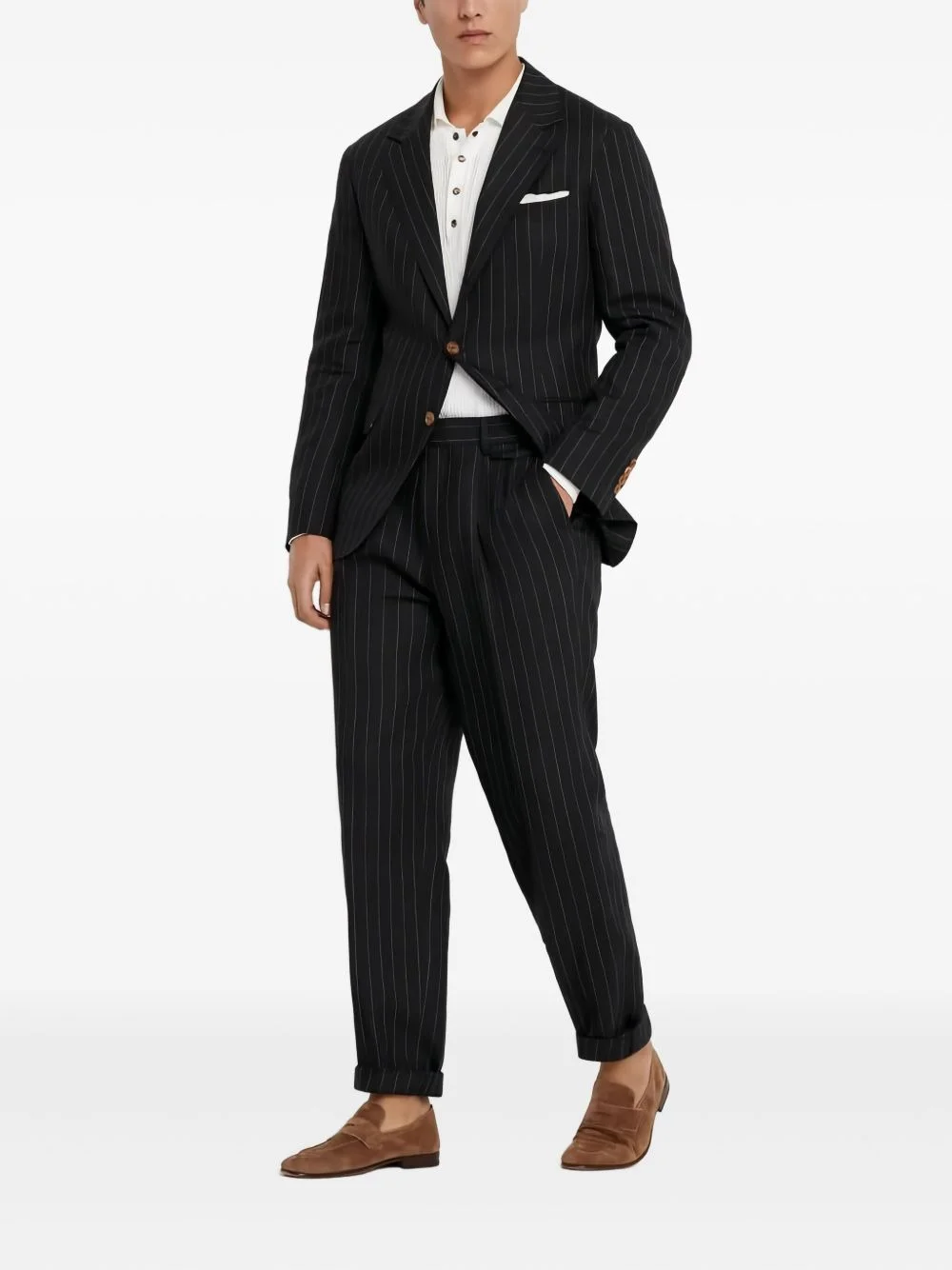 pinstripe linen suit - 1