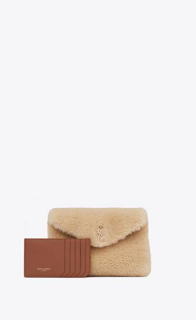 SAINT LAURENT puffer small pouch in shearling outlook