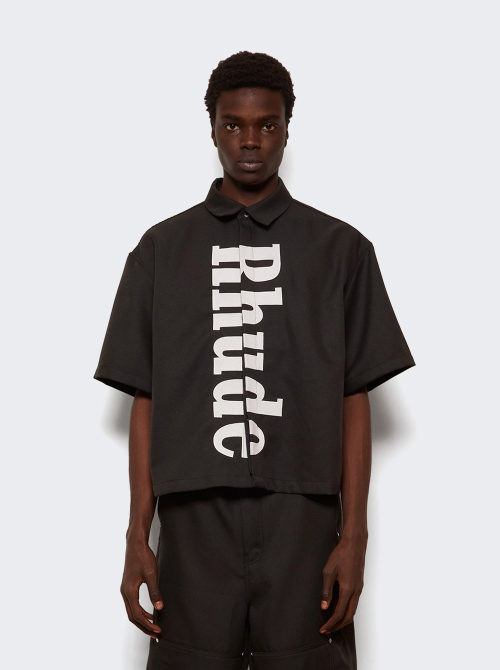 Center Logo Button Up Shirt Black - 2