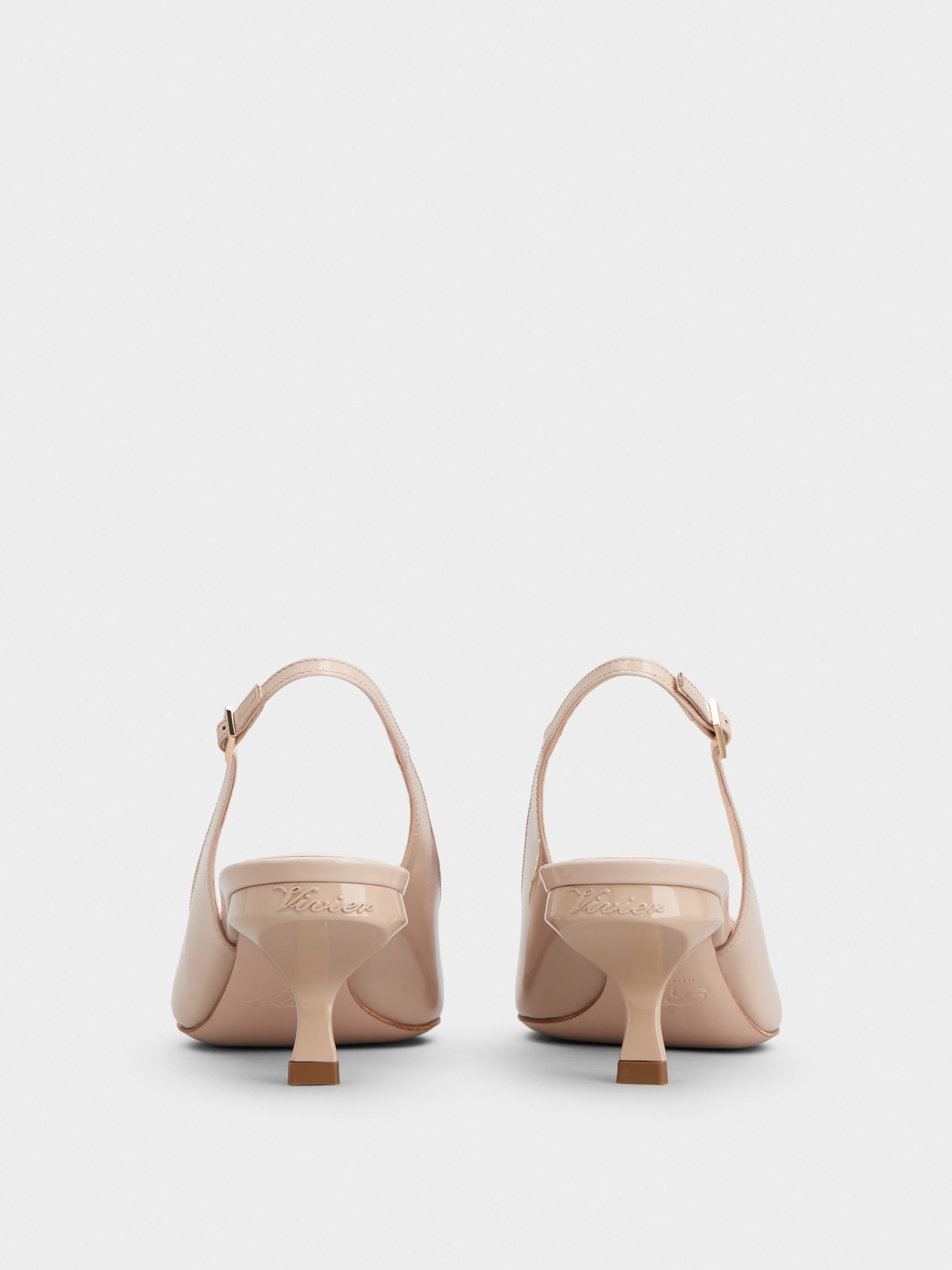 Virgule Strass Buckle Slingback Pumps in Patent Leather - 5