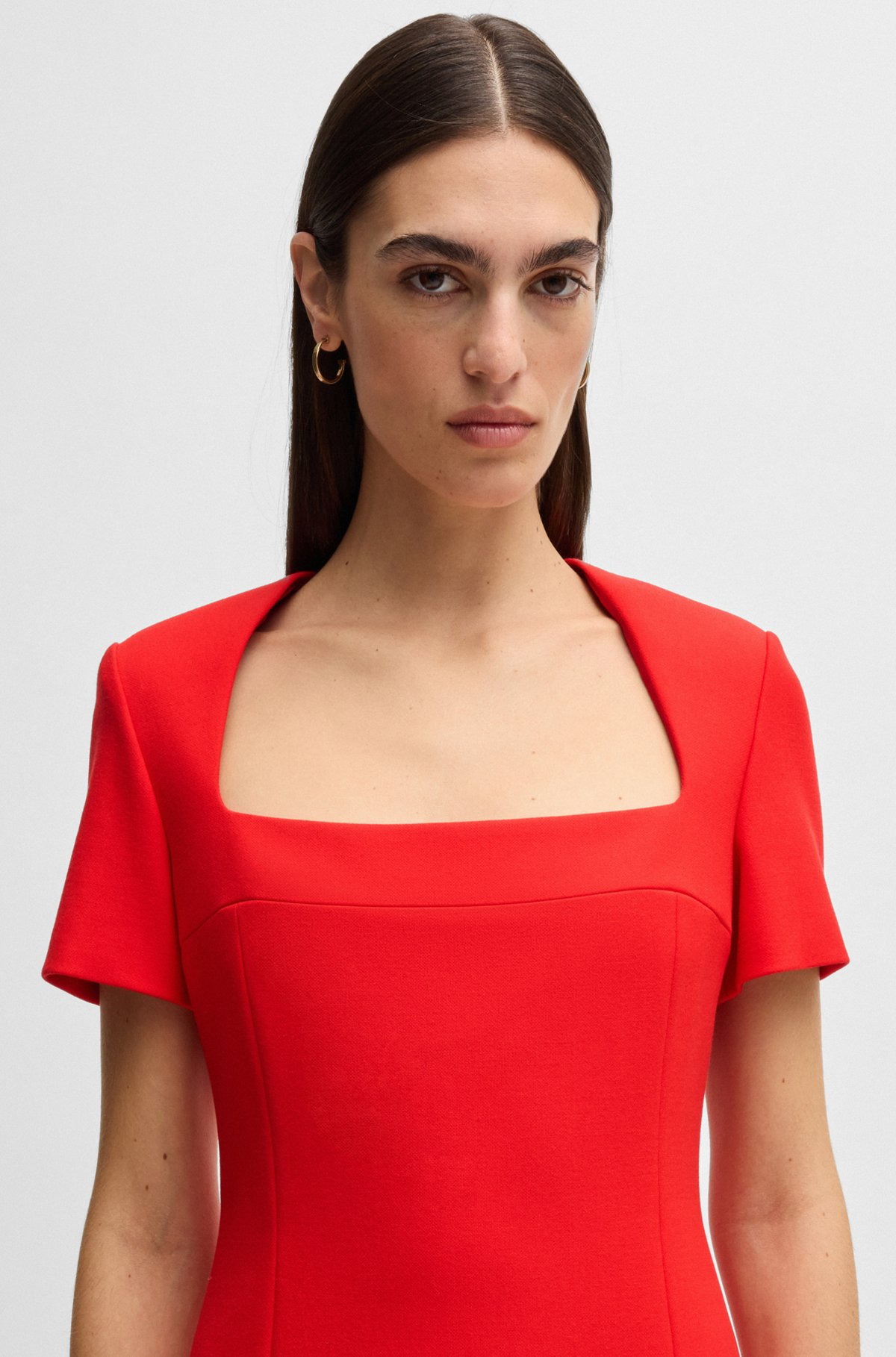 SQUARE-NECK SLIM-FIT DRESS IN STRETCH MATERIAL - 5