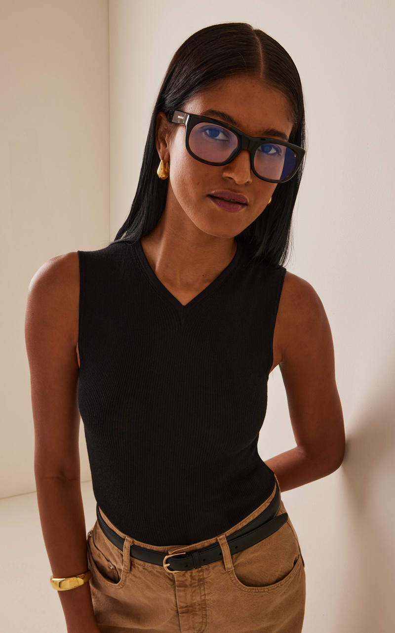 SAINT LAURENT Romy Square-Frame Acetate Glasses brown outlook