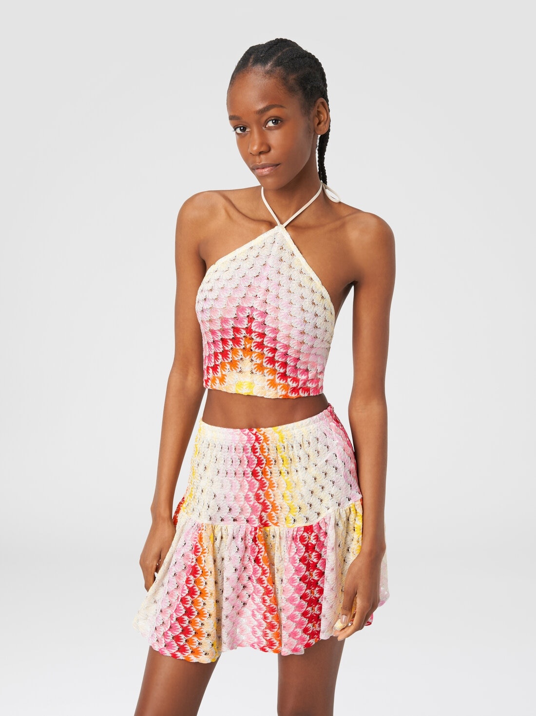 Dégradé lace-effect top with American neckline - 4