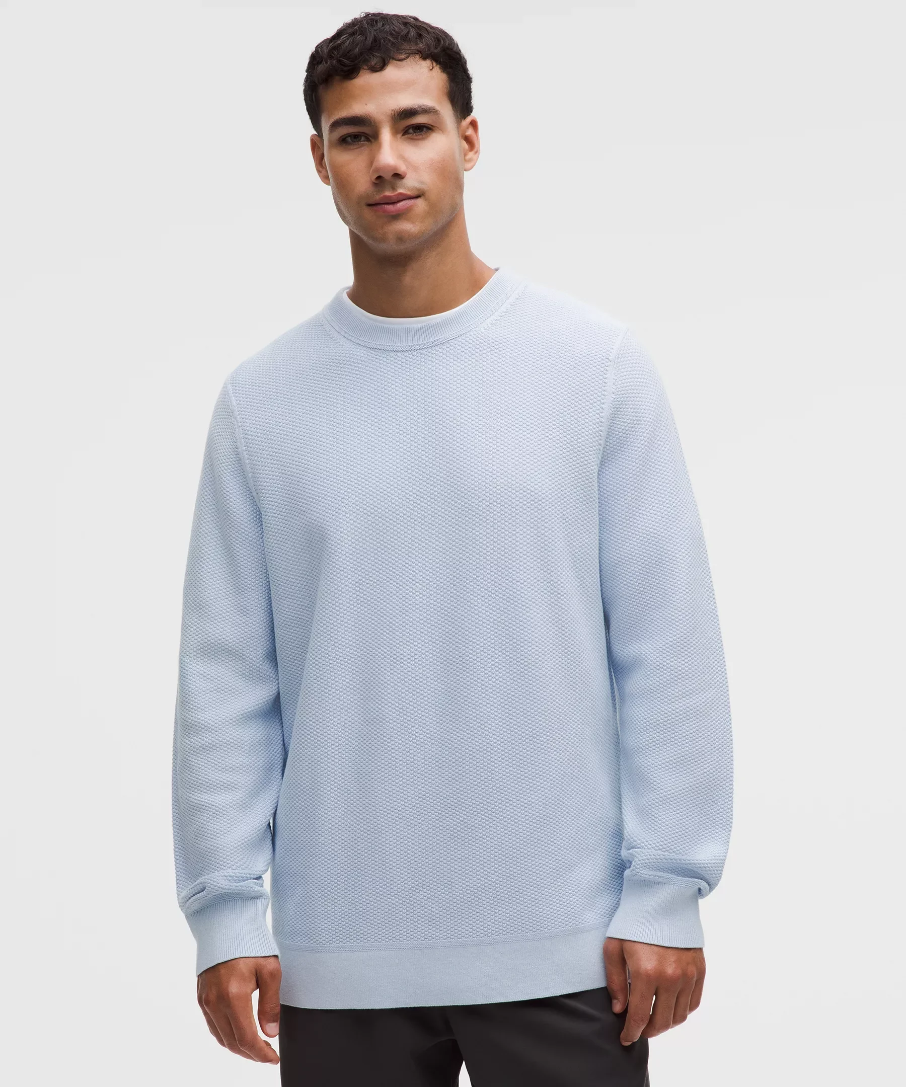 Textured Knit Crewneck Sweater - 1