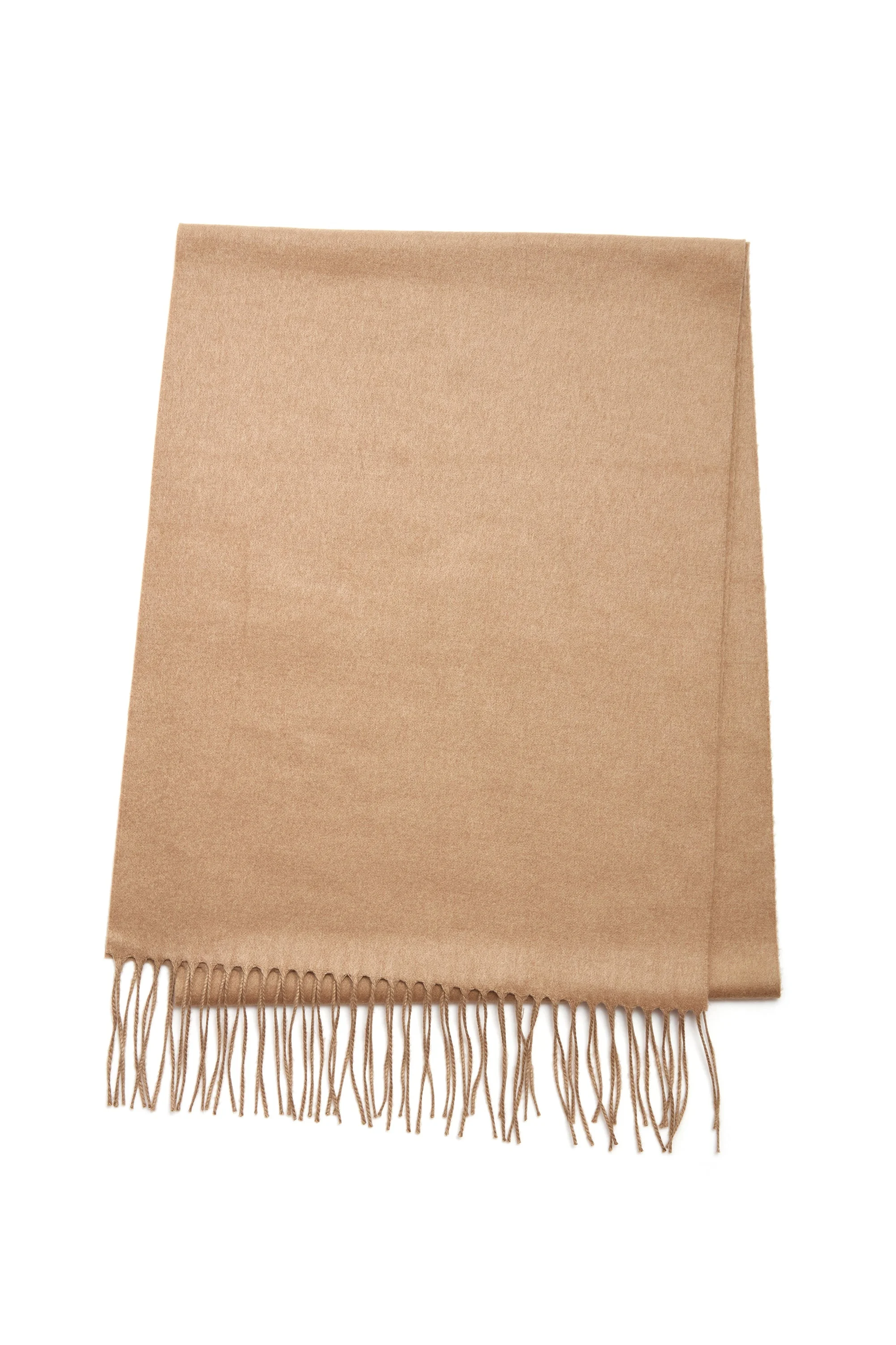 Blaine Fringe Scarf in Camel Brushed Silk Cashmere - 1