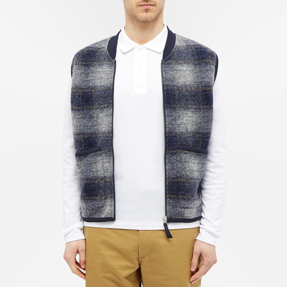 Universal Works Wool Fleece Check Zip Waistcoat - 4