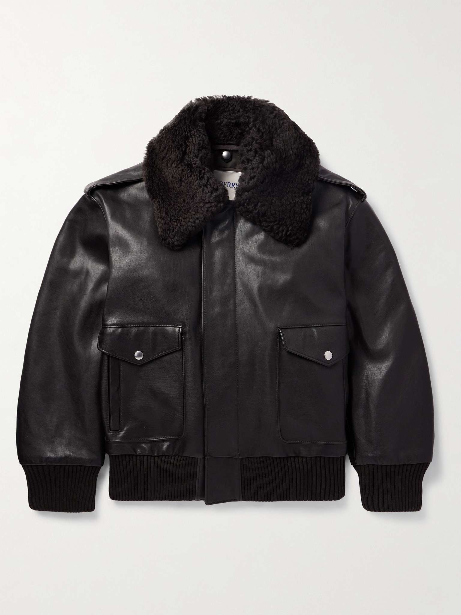 レザージャケット・コート Burberry Cappuccino Shearling Jacket Shearling Aviator Jacket in Otter - Men | Burberry® Official