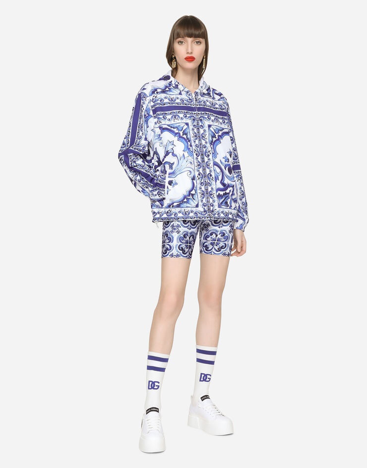 Majolica-print windbreaker with hood - 3