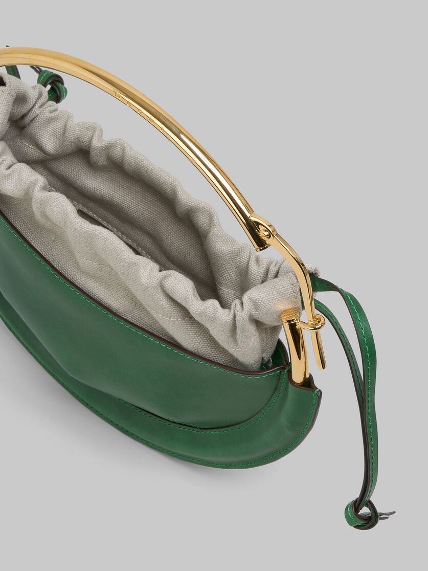 GREEN LEATHER SMALL TUNNEL HOBO BAG - 4